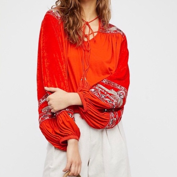 NEW Free people hearts a flame top in orange small - Picture 2 of 8